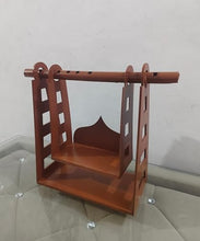 Load image into Gallery viewer, Wooden Laddu Gopal Jhula, Traditional Krishna Swing for Temple, Handmade Decorative Religious Pooja Mandir