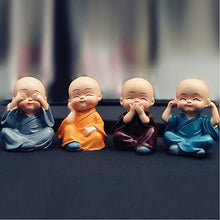 Load image into Gallery viewer, TIED RIBBONS Set of 4 Miniature Buddha Monk Statues for Home Decor and Gifts (Small, Multicolour) Resin
