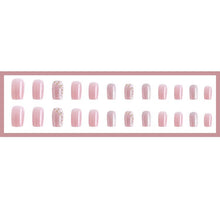 Load image into Gallery viewer, Secret Lives Designer Cats Eye Reusable Artificial Nails Extension Pink Color with 3d White and Golden Pearl Fake Nails Design 24 Pieces Set with Manicure Kit