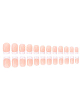 Load image into Gallery viewer, Secret Lives Glossy Reusable Artificial Translucent Peach Color with White Tips French Designer Luxury Fake False Press on Nails 24 pieces Set with Kit