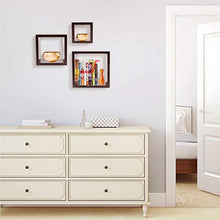 Load image into Gallery viewer, DDS Dream Decor Shoppee Decorative Display Set of 3 Square Wall Rack Shelves (Brown)