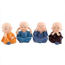 Load image into Gallery viewer, TIED RIBBONS Set of 4 Miniature Buddha Monk Statues for Home Decor and Gifts (Small, Multicolour) Resin