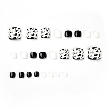 Load image into Gallery viewer, Black and White Cow print Toe Nails Press On Nails / False Nails / Ready to Wear Nails / Glue on Nails For Girls and Women - 14 Pcs