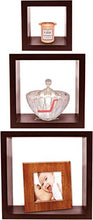 Load image into Gallery viewer, DDS Dream Decor Shoppee Decorative Display Set of 3 Square Wall Rack Shelves (Brown)