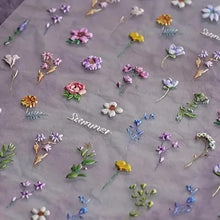 Load image into Gallery viewer, DENMILE Floral Leaf Plant 5D Embossed Nail Decals Self Adhesive Nail Art Supplies Manicure Sliders Flower Stickers for Nails Art Decoration Flower Nail Art Stickers Summer Flower Supplies Nail Tweezer