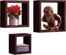 Load image into Gallery viewer, DDS Dream Decor Shoppee Decorative Display Set of 3 Square Wall Rack Shelves (Brown)