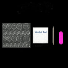 Load image into Gallery viewer, Secret Lives Designer Cats Eye Reusable Artificial Nails Extension Pink Color with 3d White and Golden Pearl Fake Nails Design 24 Pieces Set with Manicure Kit