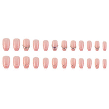 Load image into Gallery viewer, Secret Lives Pink Reusable Artificial Fake False with 3D Pink Heart & Silver Studs Easy to Use Press on Nails 24 Pieces with Kit