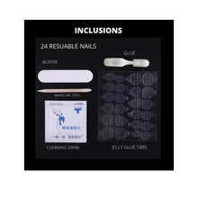 Load image into Gallery viewer, Coslifestore-PRESS ON NAILS- PACK OF 24 Gel nails WITH FULL APPLICATION KIT- REUSABLE FALSE NAILS- BUFFER, NAIL GLUE , 24 JELLY TABS