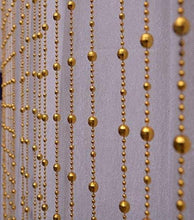 Load image into Gallery viewer, Pindia 7Ft Fancy Round Sparkling Plastic Strings Bead Hanging Curtain Golden Door Window String Beads Thread Sheer Rod Room Hanging - Golden - 7 X 3.5 FT