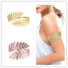 Load image into Gallery viewer, COLORFUL BLING Fashion Swirl Leaf Upper Arm Bracelet Armlet Cuff Open Bangle Armband Adjustable Hammered Wrap Bangle For Women Wedding Jewelry, Metal, alloy