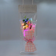 Load image into Gallery viewer, Handmade Crochet Artificial Flowers with Light | Aesthetic Room Decor, Living & Bedroom Decor | Artificial Flower Wall Decor | Great for Gifting - Pink-2-15x2x40 CM, Plastic