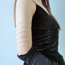 Load image into Gallery viewer, Jojomina Rhinestone Arm Cuff Jewelry for Women Multilayer Arm Bracelet Upper Arm Jewelry Crystal Silver Prom Bridal Bangle for Party Bride Wedding, 2.16 Inch, Crystal Silver Rhinestone, crystal