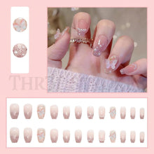 Load image into Gallery viewer, THR3E STROKES Press-On Nails,FakeNails Manicure set Salon look Nails Includes 24Nails, 1sheet gluetabs,1 Alcohol wipe,1 Manicure Stick, 1 Mini file. PN-36