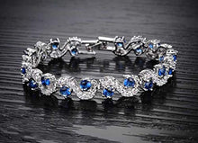 Load image into Gallery viewer, Shining Diva Fashion Royal Blue Crystal CZ Silver Plated Stylish Bracelet Gift for Girls Women(9576b)