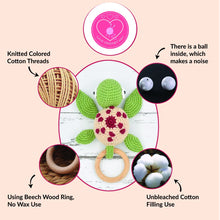 Load image into Gallery viewer, Crochet Rattle Cum Soft Toy for Infant, Kids & Babies, Early Age Gift Toys (Turtle - Green)