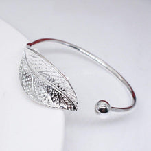 Load image into Gallery viewer, Yellow Chimes Elvora Kada Bracelet for Women Magic Open Leaf Shape Silver Plated Adjustable Wrist Band Cuff Bracelet for Women and Girl's