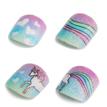Load image into Gallery viewer, RENEE Princess Stick on Nails Rainbow Unicorn | 24 Reusable Artificial Nail Set | Lightweight, Long Lasting, Easy to Use | Quick Fix for Special Occasions