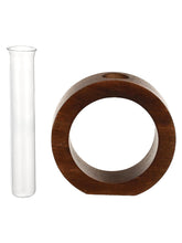 Load image into Gallery viewer, TIED RIBBONS Decorative Glass Test Tube with Donut Wooden Holder Vase for Flower Plants Home Decor Office Living Room Bedroom Table Gifts Decoration Items (Brown, 13.9 cm x 11.4 cm)