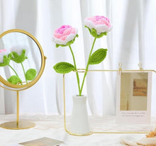 Load image into Gallery viewer, Handmade Crochet Flower Artificial Crochet Flowers for Home Decoration, centretable Bouquet for Wedding, Anniversary, Birthday Shaded Pink Rose (1, Rose Pink Shaded)