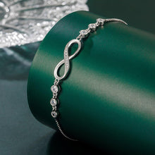 Load image into Gallery viewer, Shining Diva Fashion Latest Stylish Infinity Crystal Charm Silver Plated Bracelet for Women and Girls (10672b) Free Size