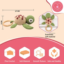 Load image into Gallery viewer, Crochet Rattle Cum Soft Toy for Infant, Kids & Babies, Early Age Gift Toys (Turtle - Green)