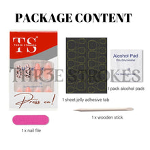 Load image into Gallery viewer, THR3E STROKES Press-On Nails,FakeNails Manicure set Salon look Nails Includes 24Nails, 1sheet gluetabs,1 Alcohol wipe,1 Manicure Stick, 1 Mini file. PN-36