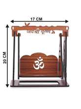 Load image into Gallery viewer, Somil Divine Mandir/Swing/Jhula for Laddu Gopal: A Beautifully Crafted Jhula with A Peaceful and Graceful Jai Shri Krishna Print.