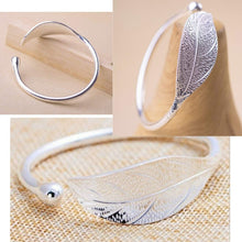 Load image into Gallery viewer, Yellow Chimes Elvora Kada Bracelet for Women Magic Open Leaf Shape Silver Plated Adjustable Wrist Band Cuff Bracelet for Women and Girl's