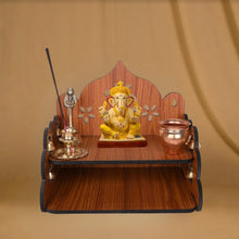 Load image into Gallery viewer, Puzzle Berry Nivasam Engineered Wood Hand Crafted OM Pattern Pooja Mandir for Home & Office, Wall Mounted Wooden Temple, Pooja Stand with Storage Cabinet, Home Decor,Mandir from ETrade