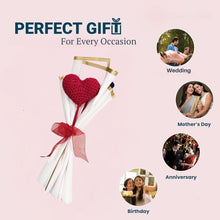 Load image into Gallery viewer, Artificial Flower Handmade Crochet Flower Heart Bouquet |Gifting for Him/Her, Girlfriend, Boyfriend, Weddings, Birthdays|Home Decor, Table, Office Desk, Bedroom(Fabric)