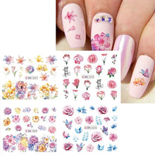 Load image into Gallery viewer, S.A.V.I 12 Sheets Water Transfer, Nail Fashion Sticker Decal, Rose Butterfly Leaf Flower DIY Manicure