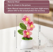 Load image into Gallery viewer, Crochet Flowers Artificial Daisy for Office Desk Car Dashboard Decor,Home Decoration, Office, Bedroom, Christmas Decor, Wedding,Diwali. (Triple Pink Daisy with Pot)