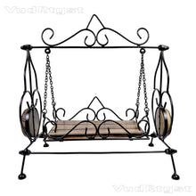 Load image into Gallery viewer, VudRtyst Laddu Gopal Jhula | Handcrafted Wooden & Wrought Iron Krishna Swing for Idols | Bal Gopal Palna for Home Temple
