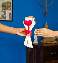 Load image into Gallery viewer, Artificial Flower Handmade Crochet Flower Heart Bouquet |Gifting for Him/Her, Girlfriend, Boyfriend, Weddings, Birthdays|Home Decor, Table, Office Desk, Bedroom(Fabric)