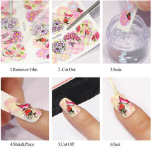Load image into Gallery viewer, S.A.V.I 12 Sheets of DIY Nail Art Water Transfer Decals, Pink Flower Cherry Blossom, Nail Stickers, Nail Tattoo Stickers(Paper)
