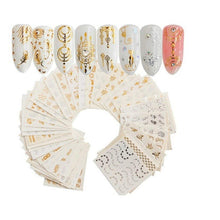 Load image into Gallery viewer, SYGA Gel Abstract Nail Art Water Transfer Decals Metallic Stickers (Gold, Silver) - 30 Sheets