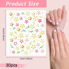 Load image into Gallery viewer, YUISI Mini Flower Nail Art Stickers 30 Sheet Colorful Daisy for Extension Self-Adhesive Embossing DIY Embellishments (Style 1)