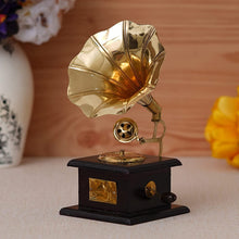 Load image into Gallery viewer, Premium Sparkle Square Gramophone Showpiece - 23 cm (Brass, Brown, Gold) (Black, Gold) (Black, Gold)