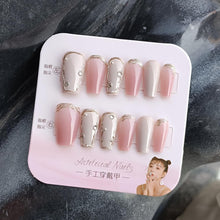 Load image into Gallery viewer, Synaty Acrylic Press-On Nails Set with Handmade Gel Polish Patterns and Decorations for Salon-Quality Manicure at Home (Princess Pink)