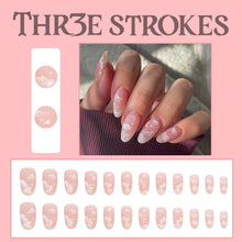 Load image into Gallery viewer, THR3E STROKES Press-On Nails,FakeNails Manicure set Salon look Nails Includes 24Nails, 1sheet gluetabs,1 Alcohol wipe,1 Manicure Stick, 1 Mini file. PN-35