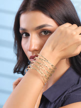Load image into Gallery viewer, Armcuff , Arm Cuff Bracelet for Women and Girls Fashion Golden Kadaa Bracelets | Multi Strand Arm Cuff Armlet Gold Plated Hand Cuff Kadaa Bracelet for Women