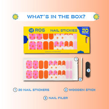 Load image into Gallery viewer, ROS Beauty Nail Stickies | 20 Count | Easy-to-Apply Vibrant Nail Art Stickers | Long-Lasting, Lightweight, & Mess-Free | Effortless DIY Manicure | OG Galentine | Main Character Moment