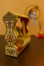 Load image into Gallery viewer, Anshika International Beautiful Wooden Handicraft Peacock Meenakari Jhula for Laddu Gopal/Bal Gopal Idol/Krishana Jhula/Jhoola/Laddu Gopal for Home Temple (8.5 inch|White)