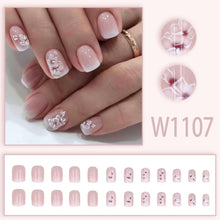 Load image into Gallery viewer, Buddy Jelly Trends Premium Designer 24pcs Stick-on Nails set, with Easy Glue Tab application, Nails are Reusable & Unbreakable (W1107)