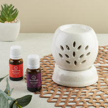 Load image into Gallery viewer, Asian Aura Handcrafted Ceramic Electric Round Shaped Aroma Diffuser| Aroma Oil Burner for Aromatherapy| Home Decor and Fragrance with Aroma Oils(English Lavender & Rosy Romance Fragrance 10ml Each)