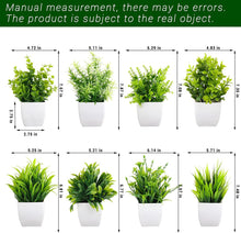 Load image into Gallery viewer, Dekorly Artificial Potted Plants, 8 Pack Artificial Plastic Eucalyptus Plants Small Indoor Potted Houseplants, Small Faux Plants for Home Decor Bathroom Office Farmhouse (Set 0F 8)