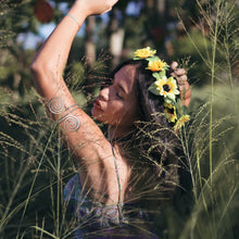 Load image into Gallery viewer, RechicGu Women's Plated Q&Q Fashion Victorian Filigree Swirl Gypsy Boho Armband Upper Arm Cuff Armlet Belly Dance One Size Silver