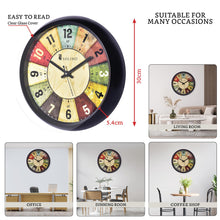 Load image into Gallery viewer, Solimo 12-inch Plastic & Glass Analog Wall Clock - Classic Roulette (Silent Movement, Black Frame)