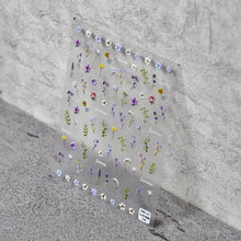 Load image into Gallery viewer, DENMILE Floral Leaf Plant 5D Embossed Nail Decals Self Adhesive Nail Art Supplies Manicure Sliders Flower Stickers for Nails Art Decoration Flower Nail Art Stickers Summer Flower Supplies Nail Tweezer